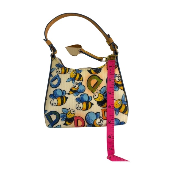 Dooney & Bourke Vintage Bee Print Mini Handbag Rainbow Zipper Pink Heart Charm - Picture 12 of 13